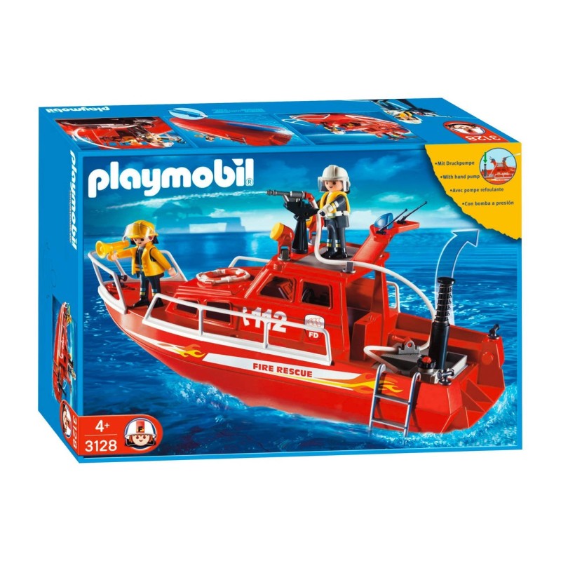 3128 Boot retten Feuerwehrmänner mit Wasserschlauch - Playmobil-Deutschland