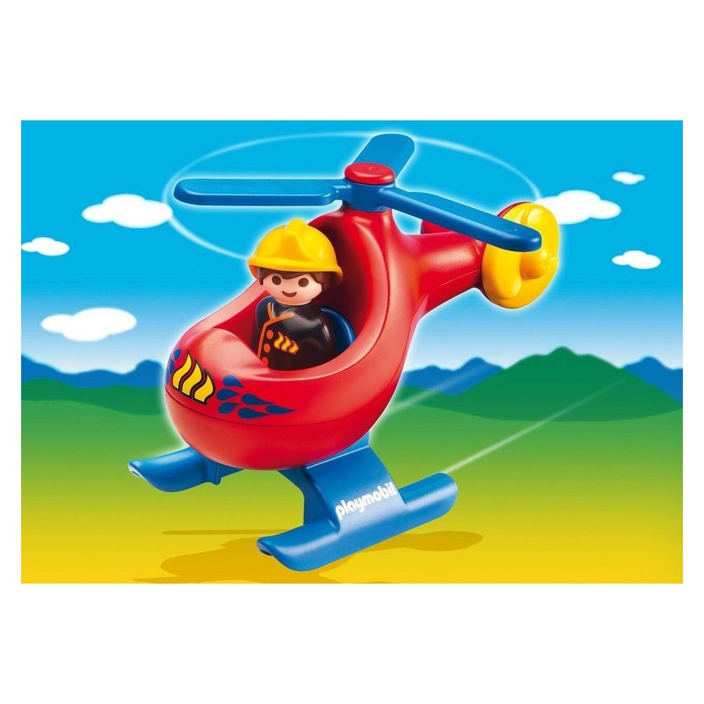 Pompier avec hélicoptère PLAYMOBIL 123 6789 - Revaltoys